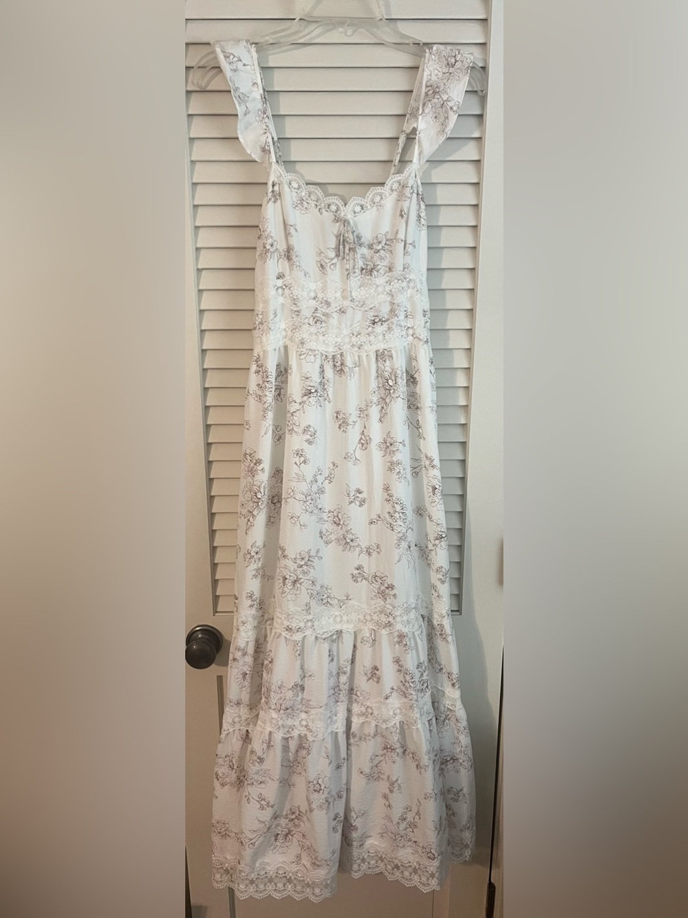 Altar'd State Stella Ivory Floral Lace Tiered Midi Dress - Picture 6 of 14